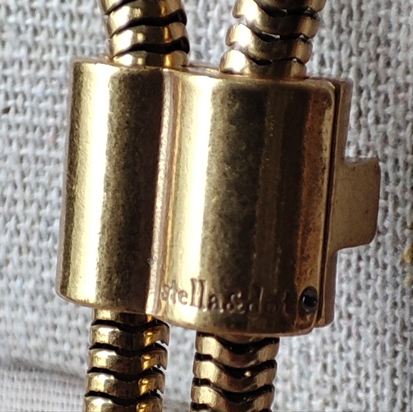 Stella and Dot Signed Brass Tone Long Slide Snake Chain Necklace Dual Tassels - Picture 7 of 10